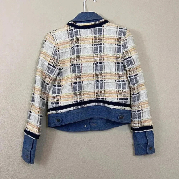 Veronica Beard Santiago Button Front Tweed Denim Jacket Womens Size 0 - Picture 8 of 16